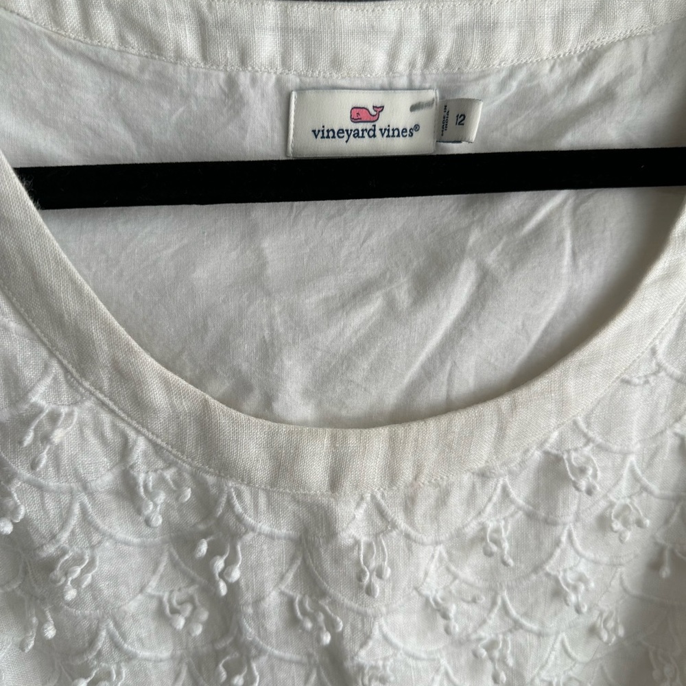 Vineyard Vines Nautical Scallop Linen Shift Dress - Picture 2 of 6